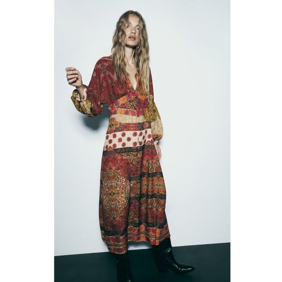 Zara Boho Print Maxi Dress - Picture 1 of 12